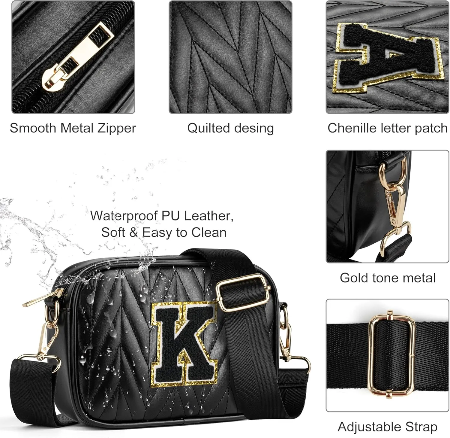 TOPEAST Small Leather Crossbody Bags for Women - Travel Essentials, Christmas Birthday Gifts Quilted Purses Shoulder Handbag