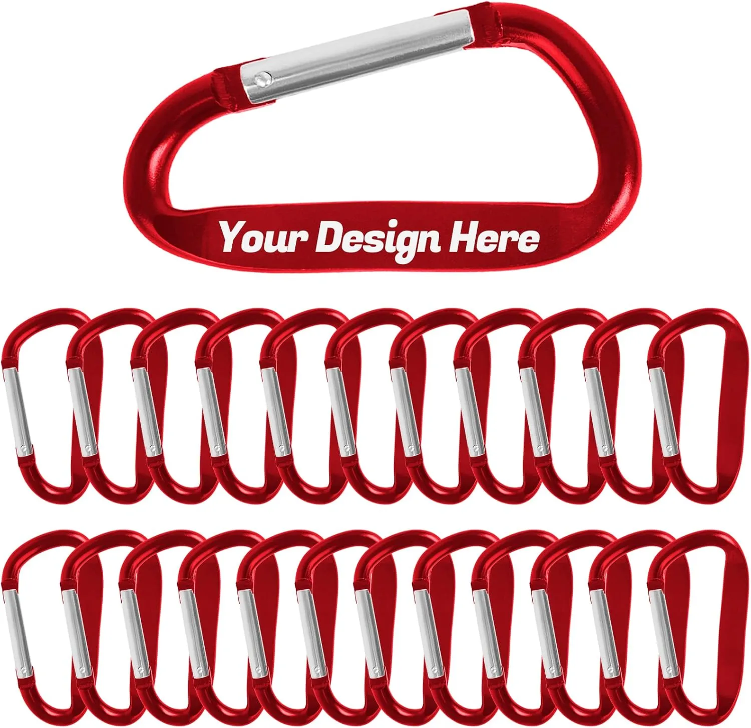 TopTie 24PCS Custom Carabiners Clips, Mini Engraved Carabiner Keychain Heavy Duty 3Inch D Shape