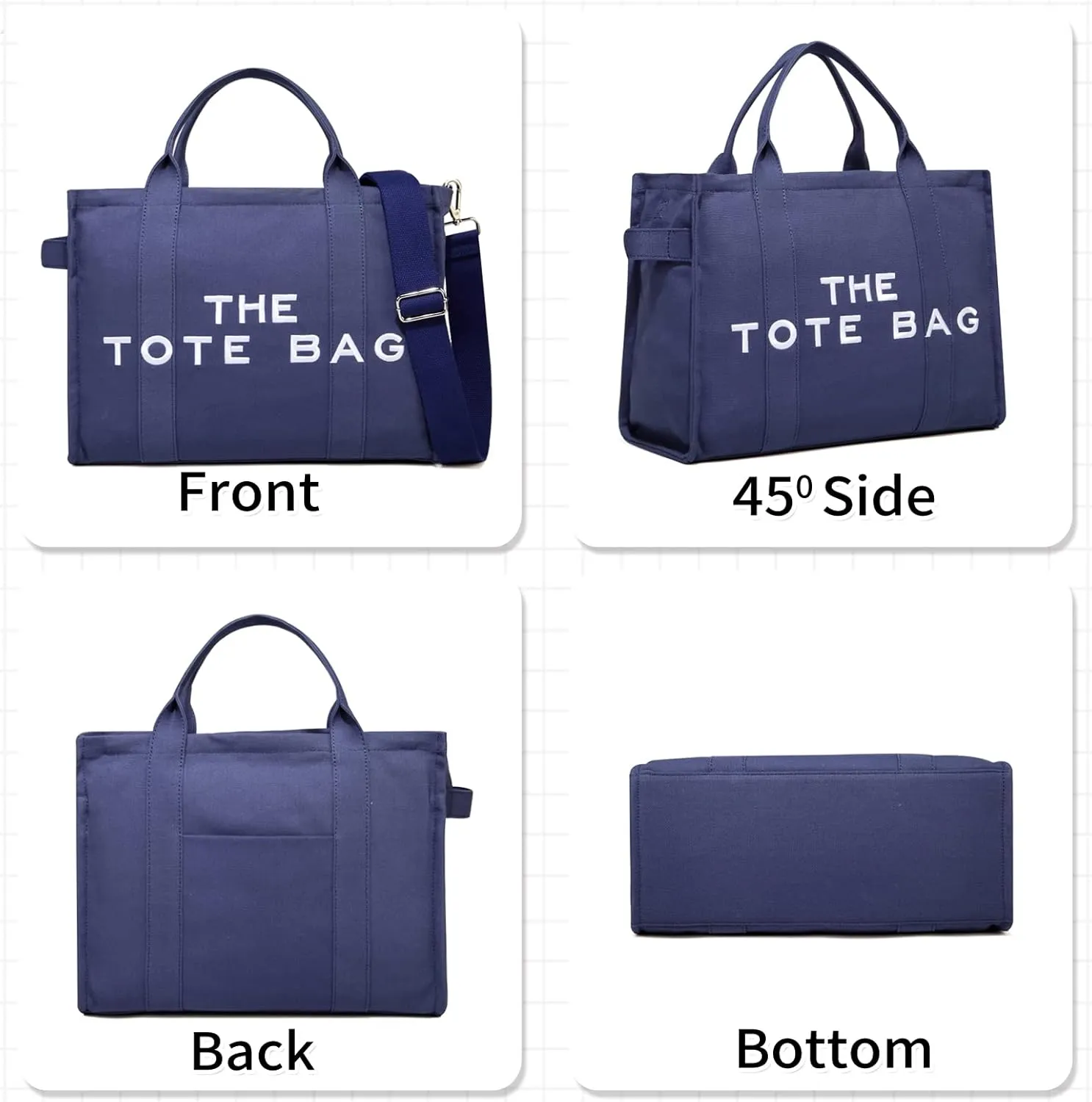 Tote Bag for Women Canvas Zip Top Handle Women's Handbag Multi Pockets Travel Crossbody Shoulder Bag