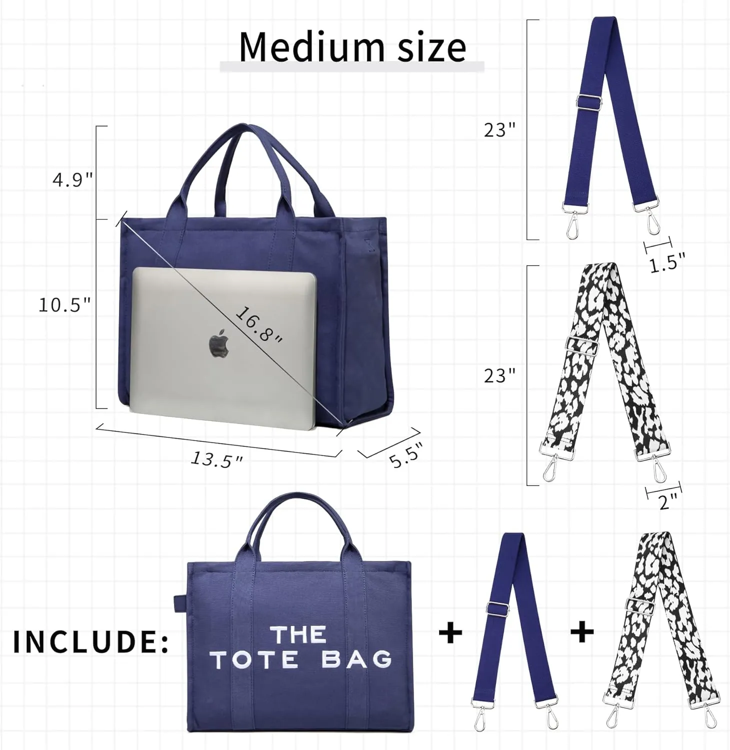 Tote Bag for Women Canvas Zip Top Handle Women's Handbag Multi Pockets Travel Crossbody Shoulder Bag