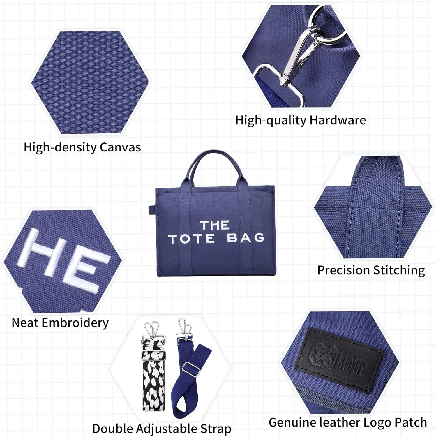 Tote Bag for Women Canvas Zip Top Handle Women's Handbag Multi Pockets Travel Crossbody Shoulder Bag