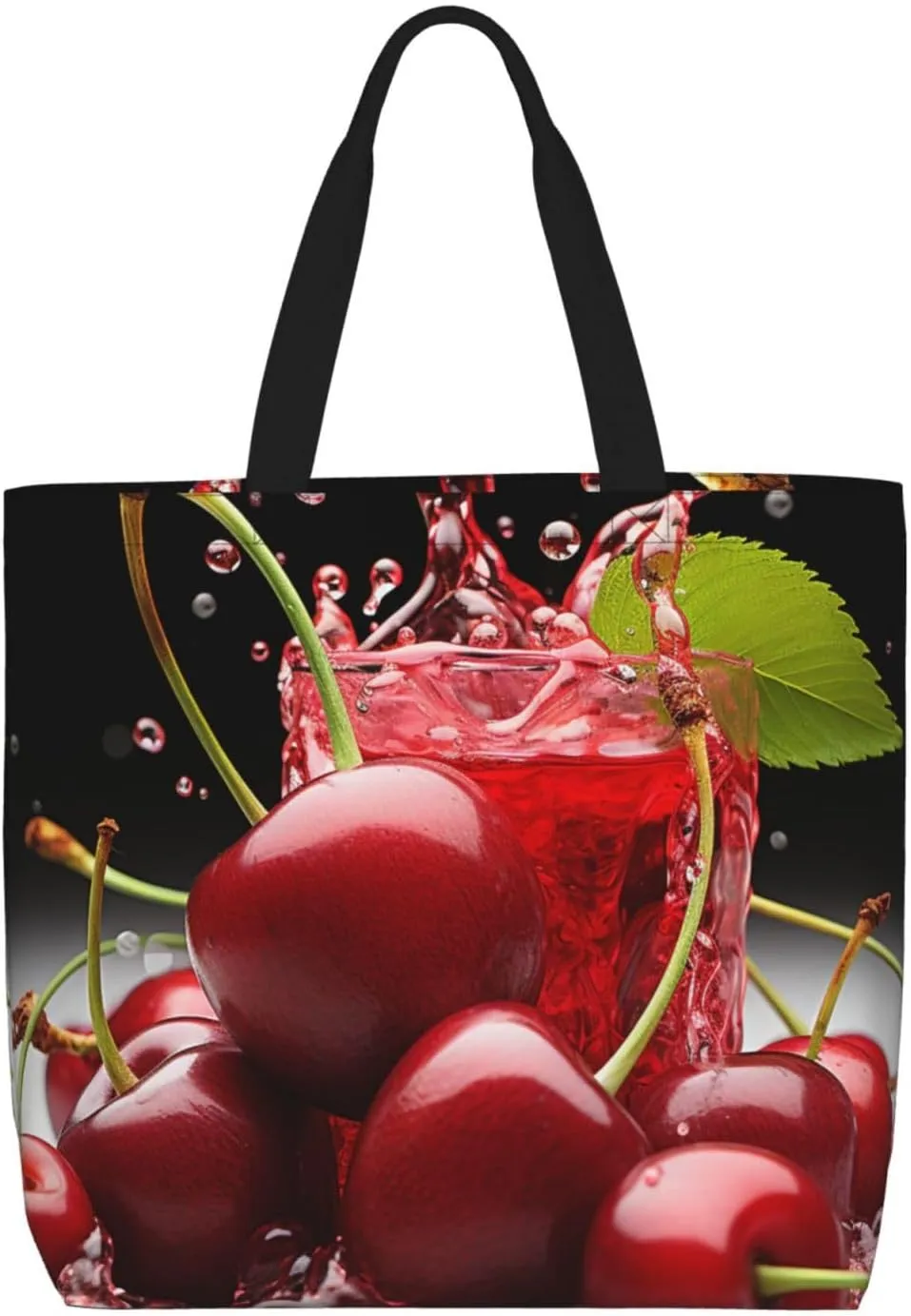 Tote Bag for Women Cherry juice Shoulder Bag with Zipper Handbag Large Capacity Reusable Grocery Bag