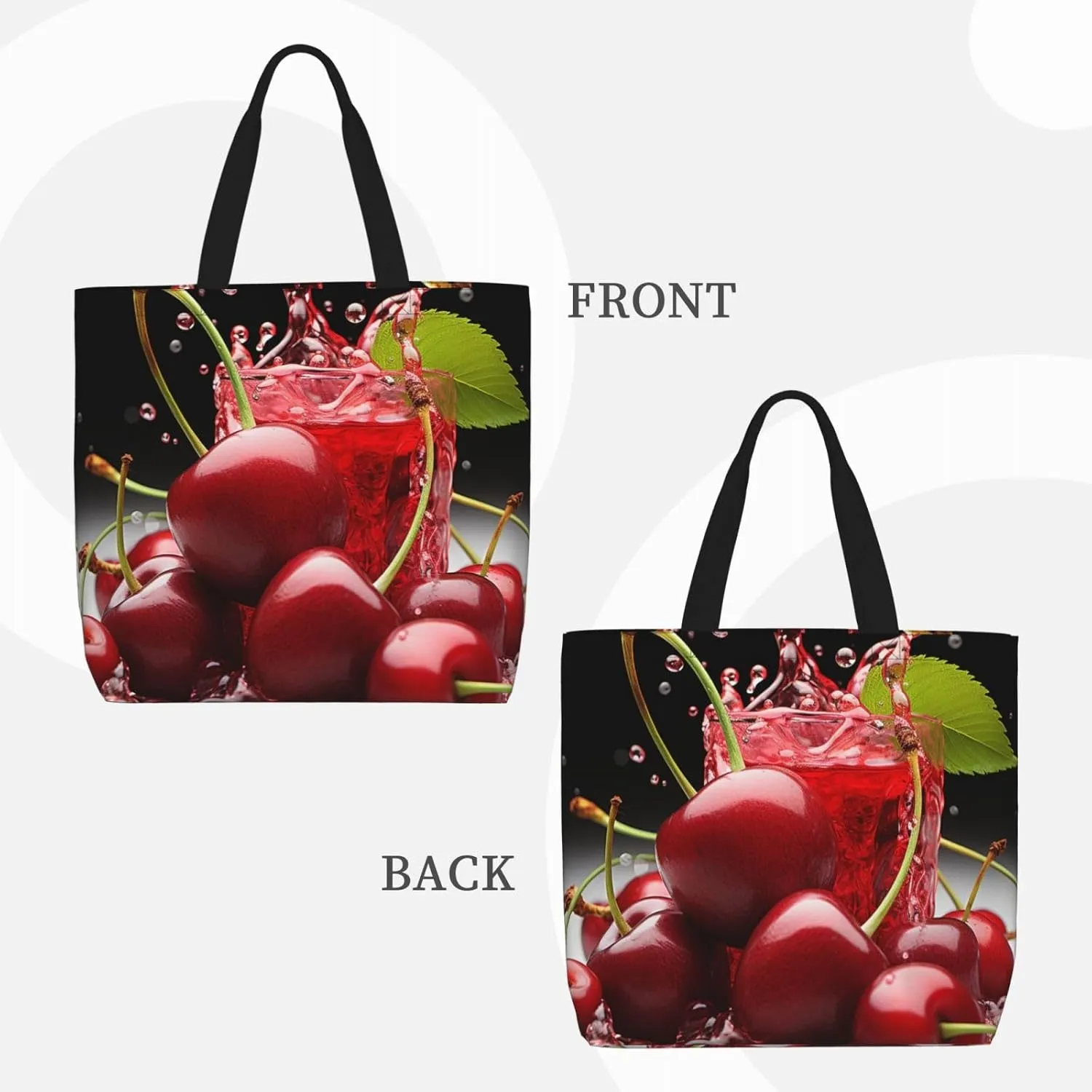 Tote Bag for Women Cherry juice Shoulder Bag with Zipper Handbag Large Capacity Reusable Grocery Bag