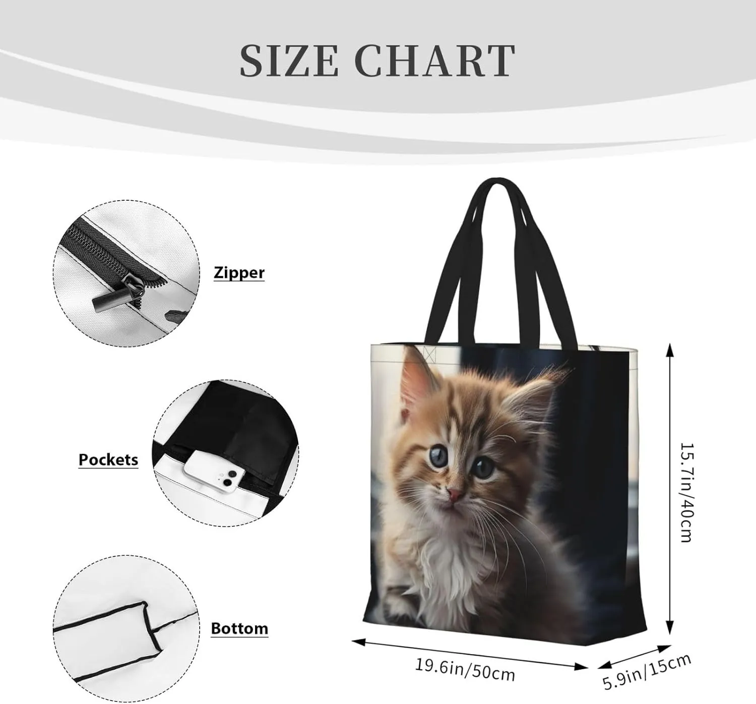 Tote Bag for Women Cute Owls Shoulder Bag with Zipper Handbag Large Capacity Reusable Grocery Bag