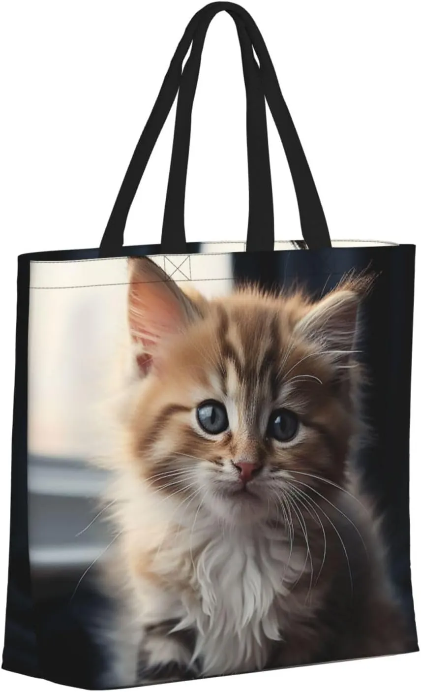 Tote Bag for Women Cute Owls Shoulder Bag with Zipper Handbag Large Capacity Reusable Grocery Bag