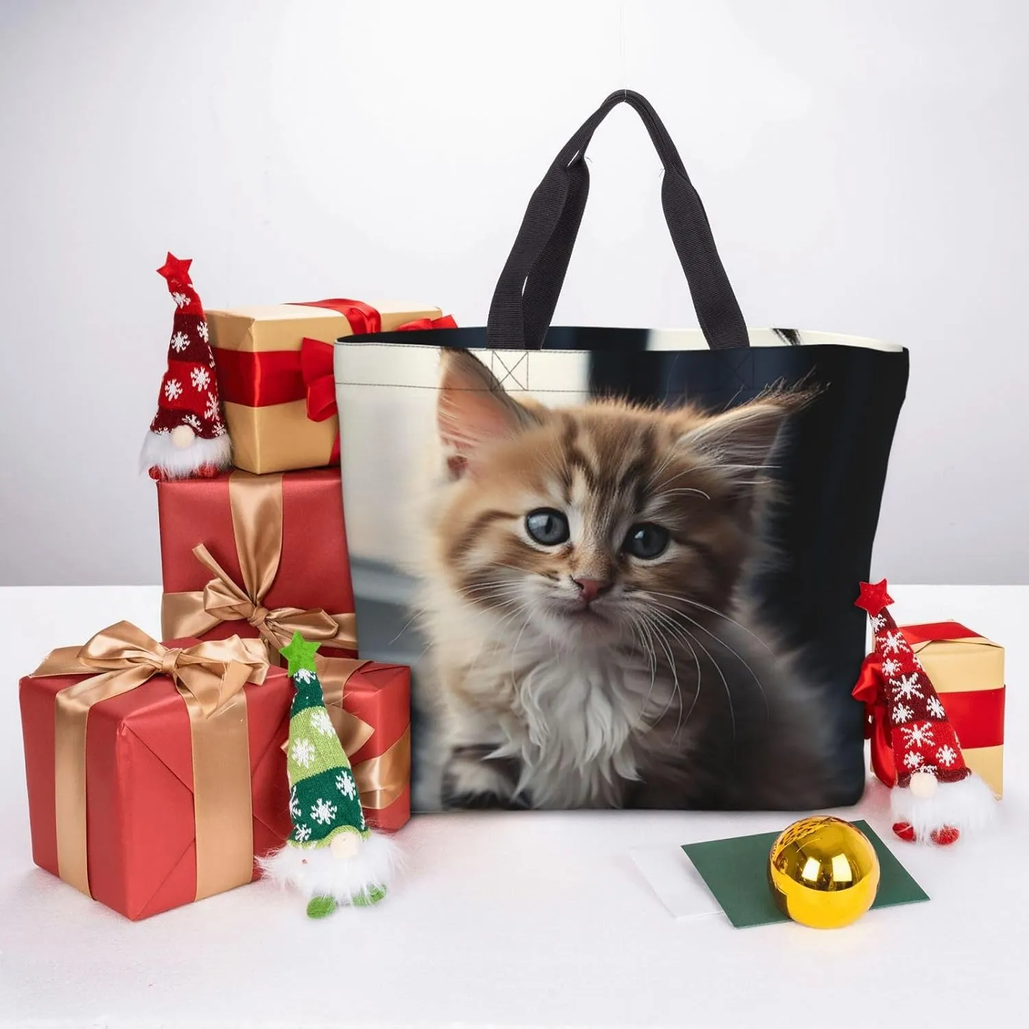 Tote Bag for Women Cute Owls Shoulder Bag with Zipper Handbag Large Capacity Reusable Grocery Bag