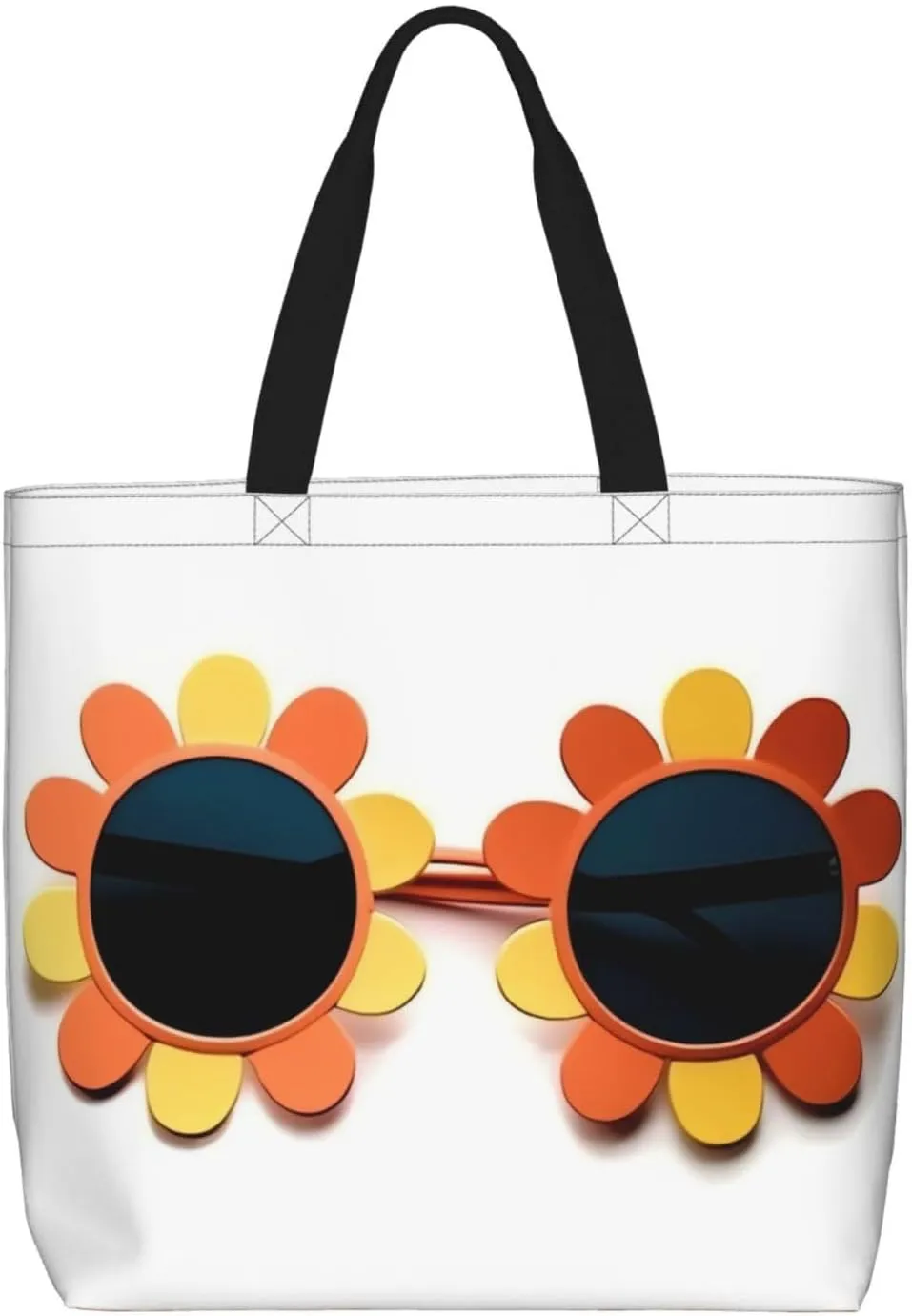 Tote Bag for Women Flower sunglasses Shoulder Bag with Zipper Handbag Large Capacity Reusable Grocery Bag