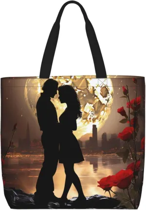 Tote Bag for Women Guinea Animal and popcorn Shoulder Bag with Zipper Handbag Large Capacity Reusable Grocery Bag