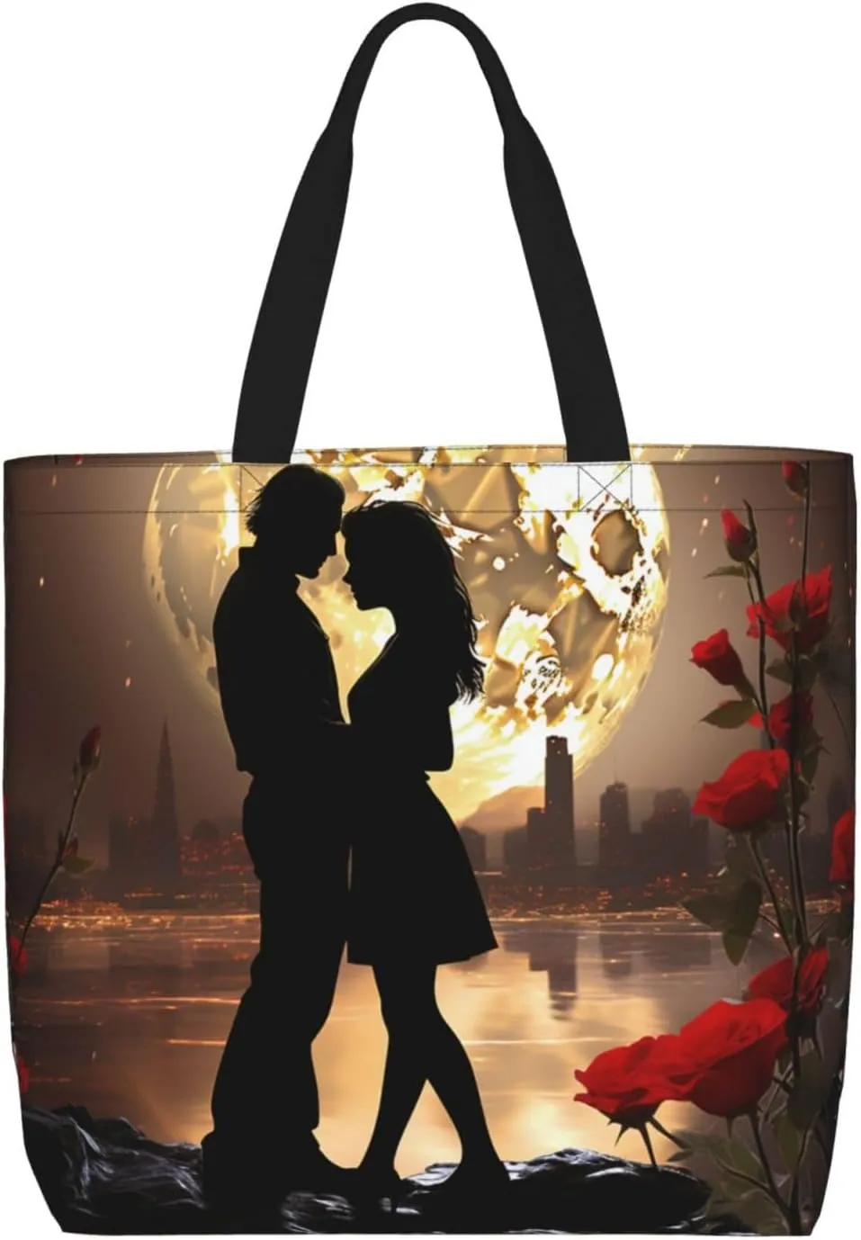 Tote Bag for Women Guinea Animal and popcorn Shoulder Bag with Zipper Handbag Large Capacity Reusable Grocery Bag