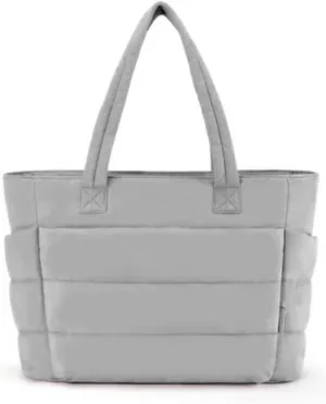 Tote Bag for Women, Lightweight Puffy with Compartments, Large Quilted Travel, Work, Sport