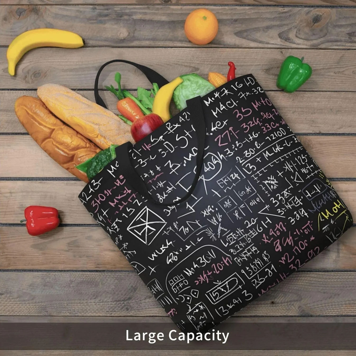 Tote Bag for Women Math Formula Shoulder Bag with Zipper Handbag Large Capacity Reusable Grocery Bag