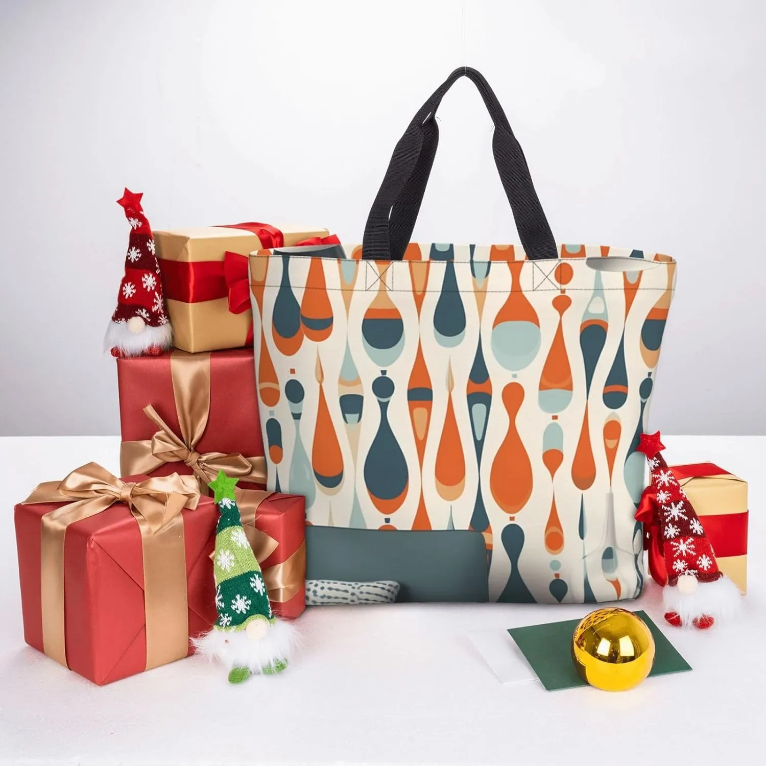 Tote Bag for Women Plaid Red and Black Shoulder Bag with Zipper Handbag Large Capacity Reusable Grocery Bag