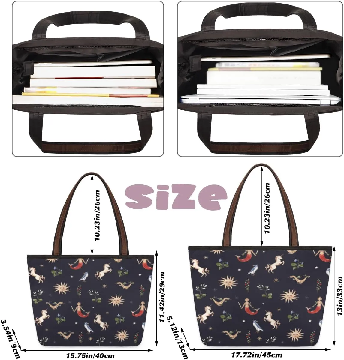 Tote Bag for Women with Zipper Large Capacity Top Handle Casual Shoulder Bag Handbag Reusable Shopping