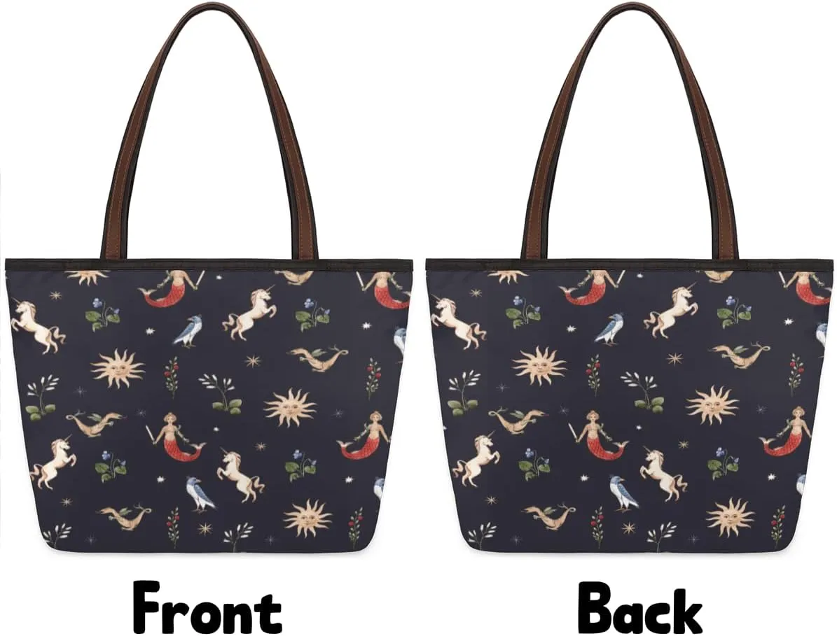 Tote Bag for Women with Zipper Large Capacity Top Handle Casual Shoulder Bag Handbag Reusable Shopping