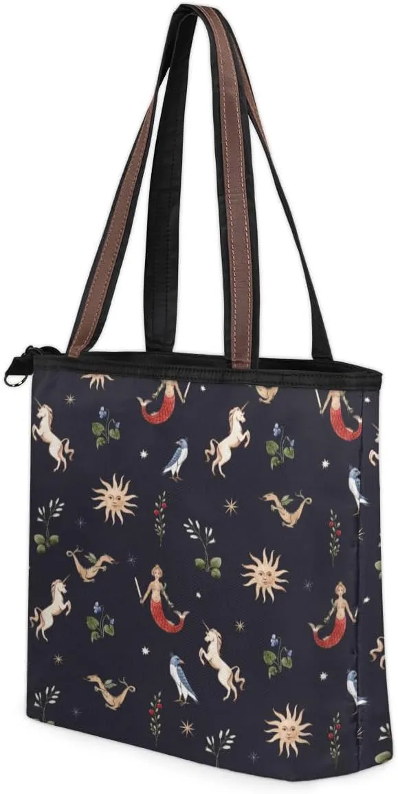 Tote Bag for Women with Zipper Large Capacity Top Handle Casual Shoulder Bag Handbag Reusable Shopping