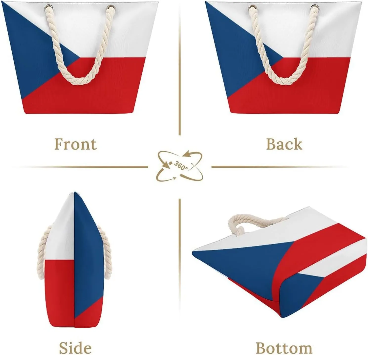 Tote Bag Large Handles Beach Bag with Zipper for Shopping Groceries Travel Outdoors Swim Pool Bag