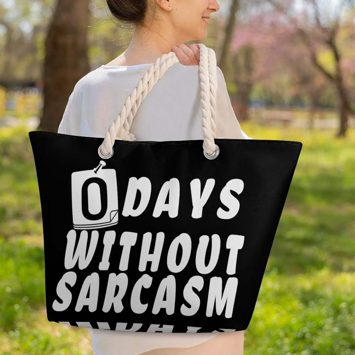 Tote Bag Large Handles Beach Bag with Zipper for Shopping Groceries Travel Outdoors Swim Pool Bag