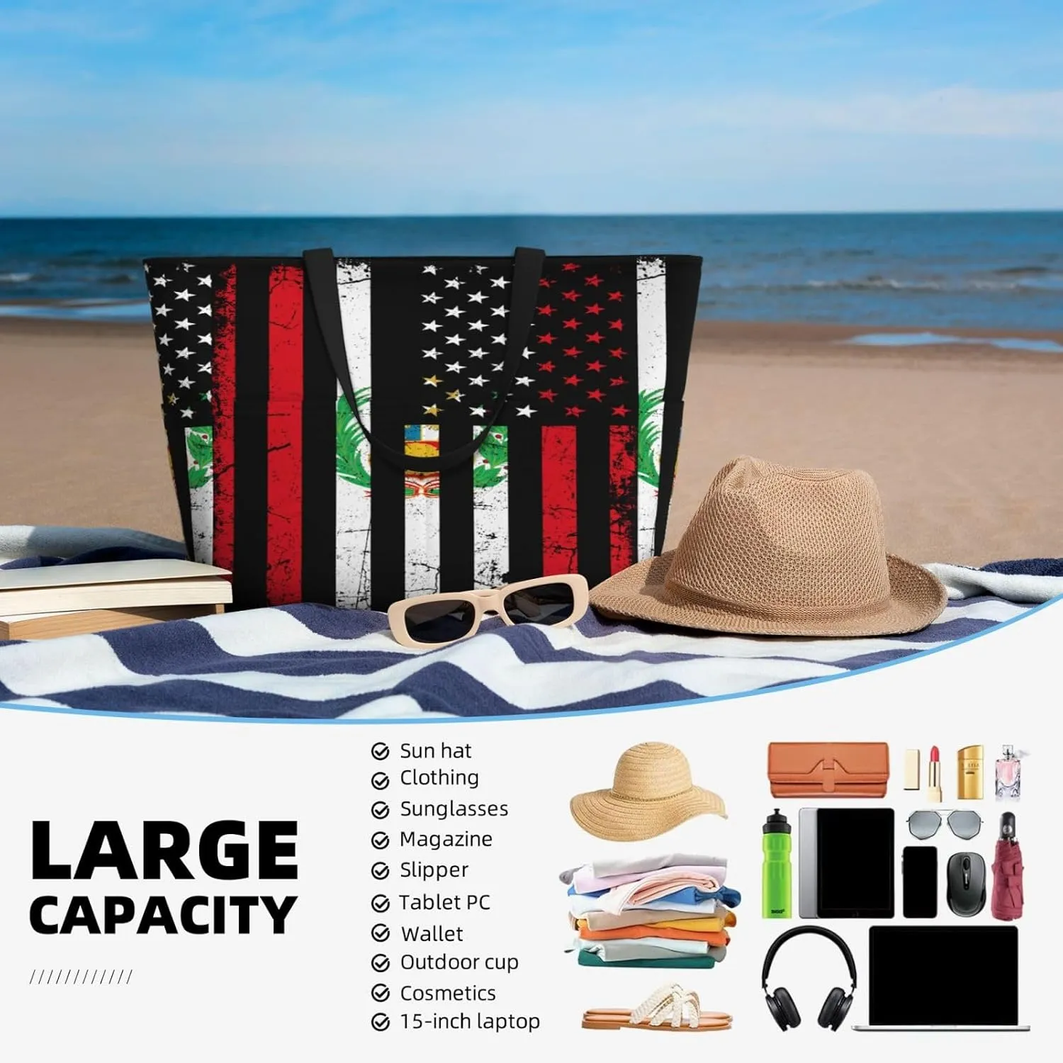 Tote Bag With 8 Storage Pockets Top Zip Shoulder Bag Handbag For Travel Work Women