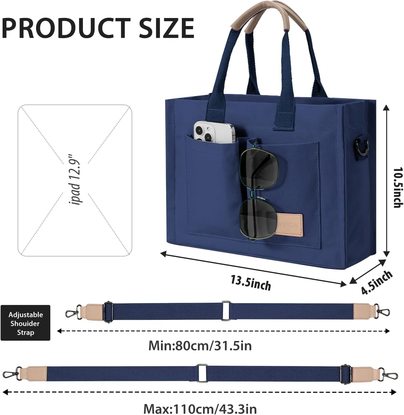 Tote Bags for Women Canvas Tote Purse Crossbody Bags with Pockets Top Handle Shoulder Handbags Satchel Bags for Women
