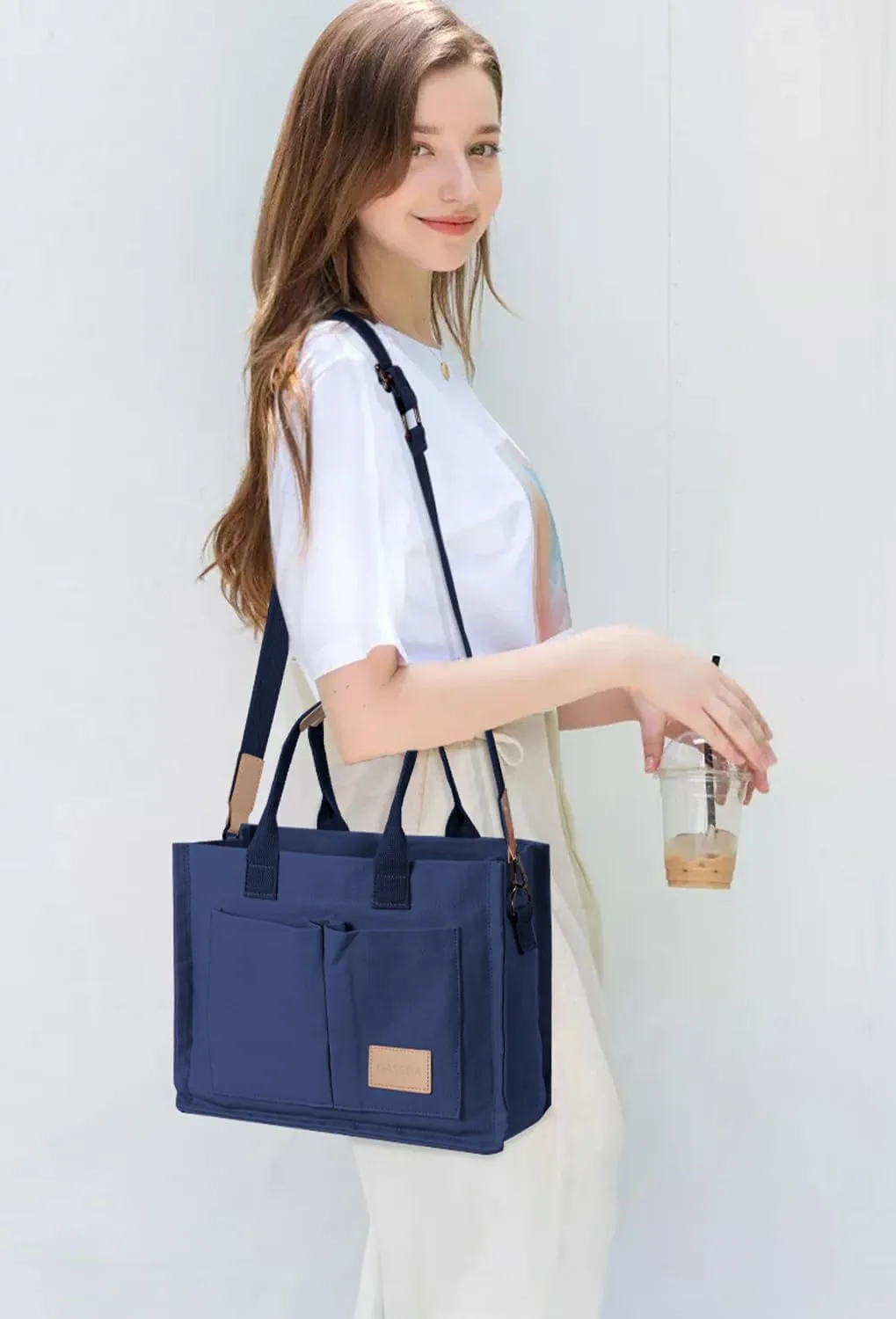 Tote Bags for Women Canvas Tote Purse Crossbody Bags with Pockets Top Handle Shoulder Handbags Satchel Bags for Women