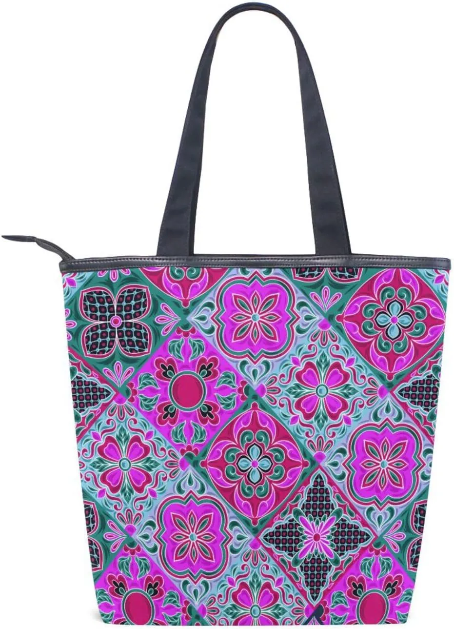 Tote Bags for Women Canvas Tote Purse Shoulder Bags with Pockets Top Handle Shoulder Handbags Tote Bag Pattren 1