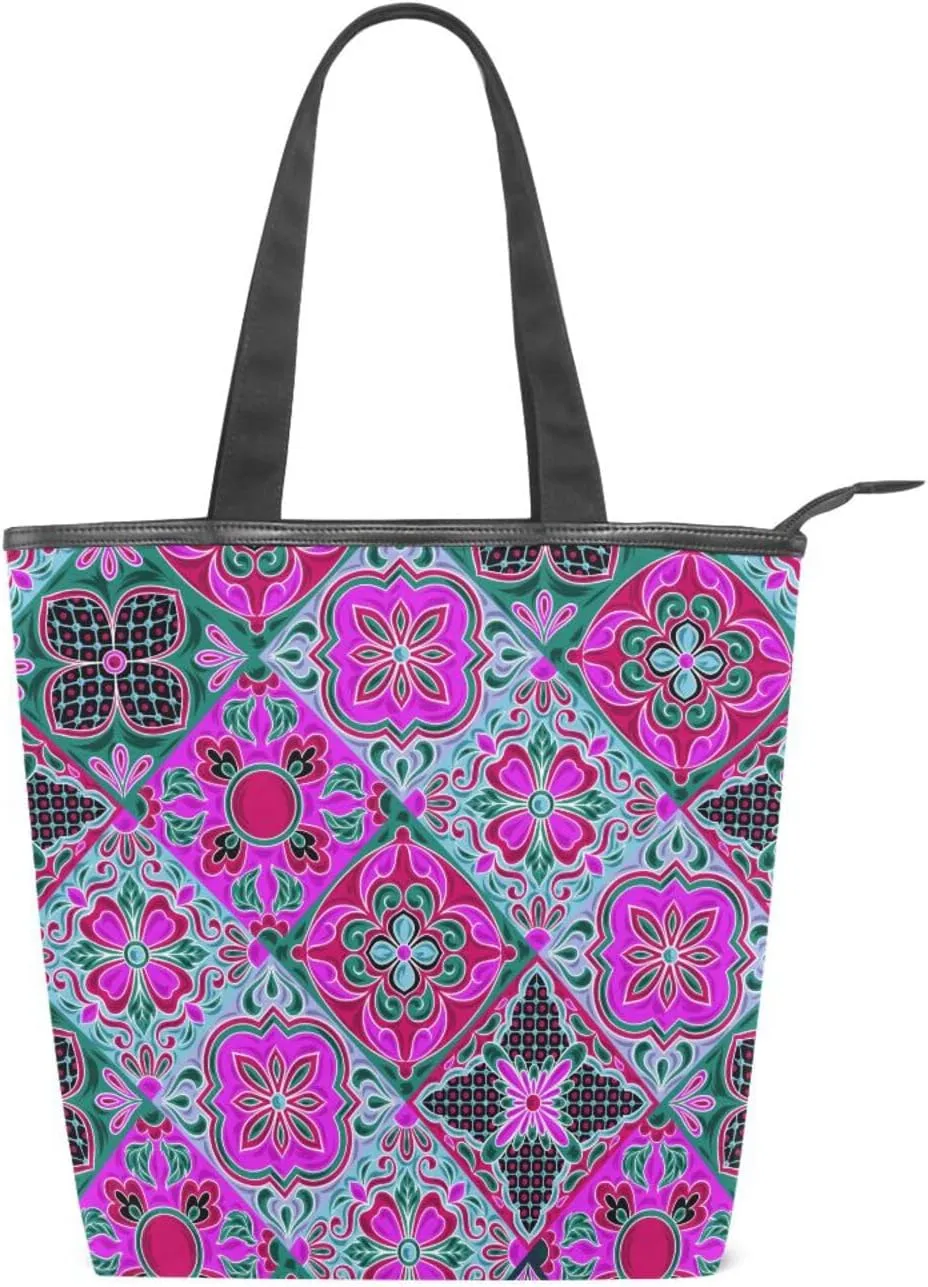 Tote Bags for Women Canvas Tote Purse Shoulder Bags with Pockets Top Handle Shoulder Handbags Tote Bag Pattren 1