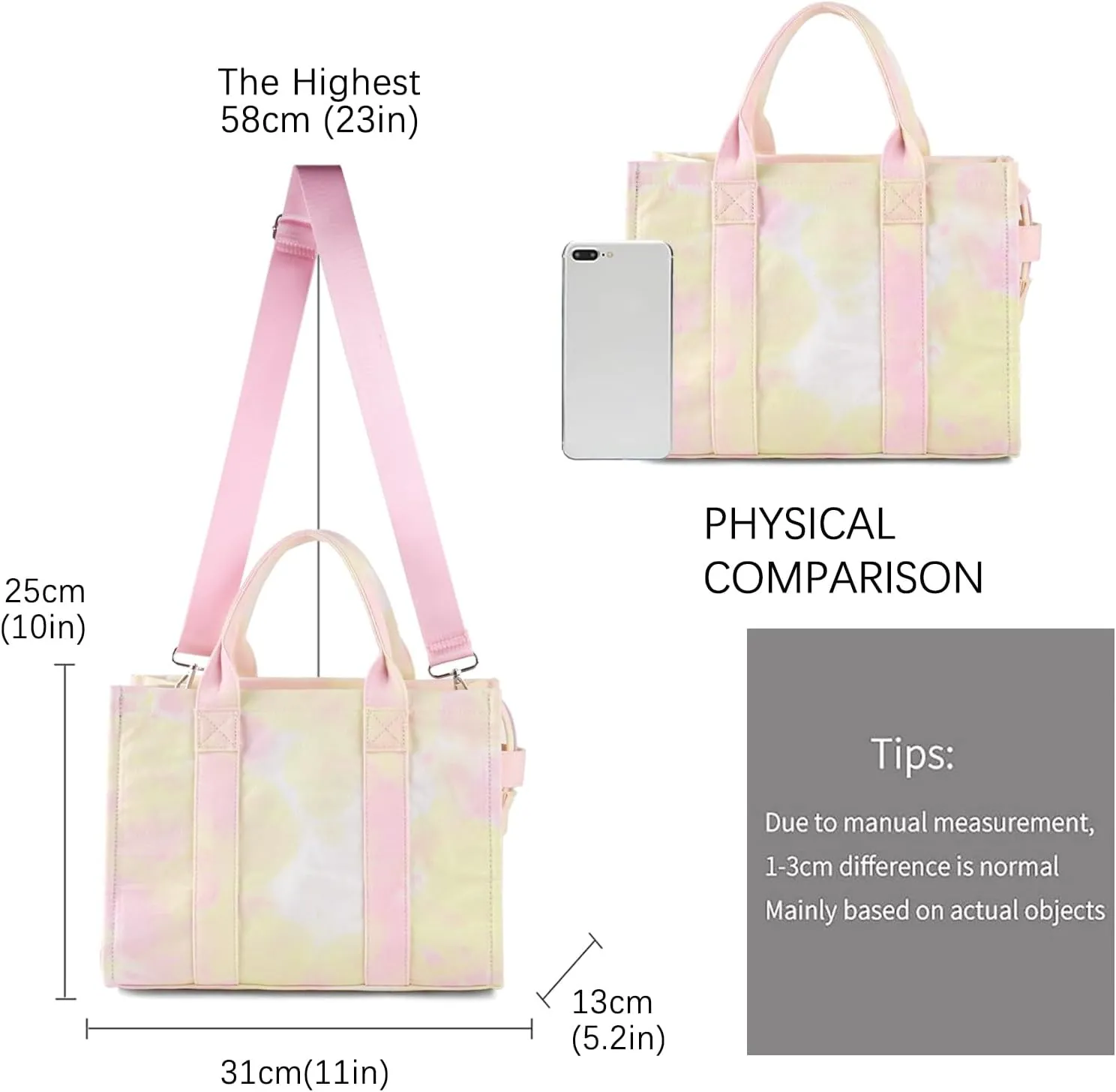 Tote Bags for Women Handbag Tote Purse with Zipper Canvas Crossbody Bag Shoulder Bag