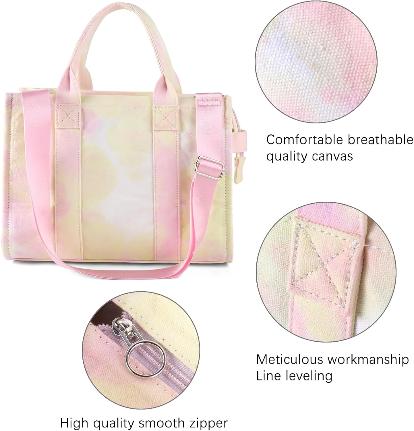 Tote Bags for Women Handbag Tote Purse with Zipper Canvas Crossbody Bag Shoulder Bag