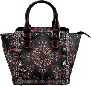 Tote Handbag for Women Faux Leather Shoulder Bag with Studded PU Leather Zipper Bag for Travel Work