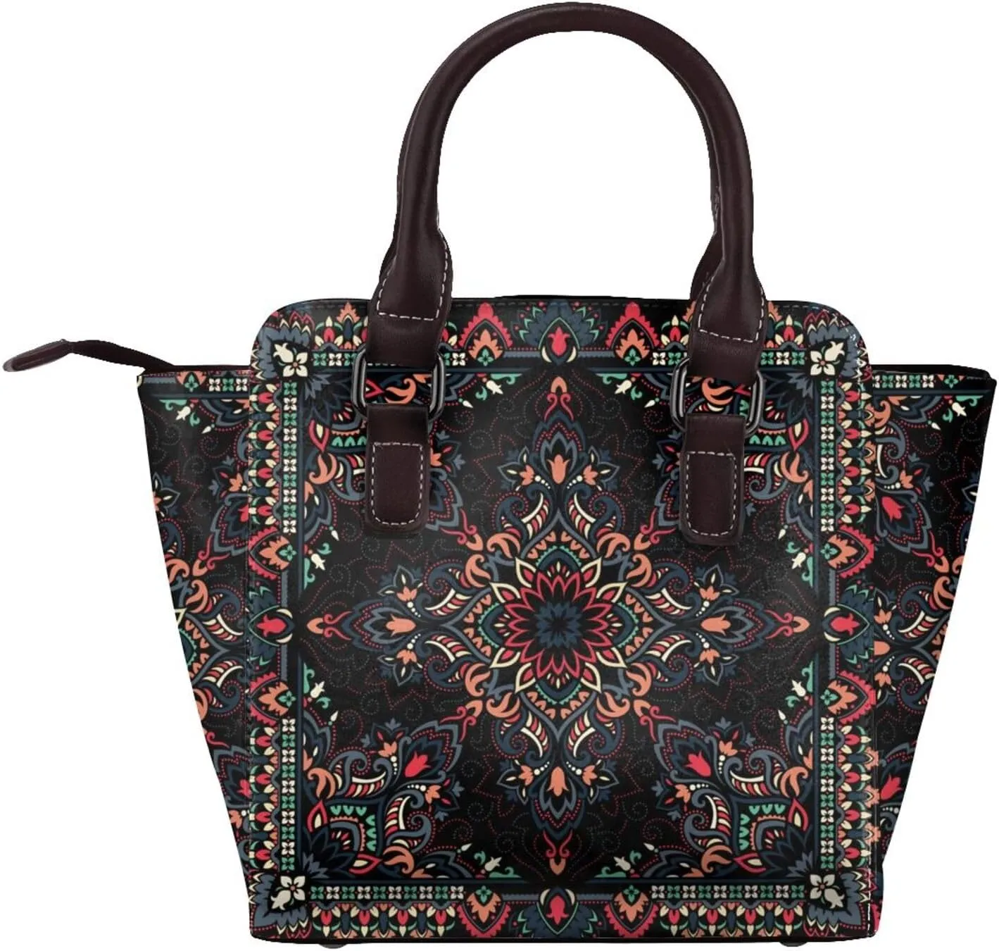 Tote Handbag for Women Faux Leather Shoulder Bag with Studded PU Leather Zipper Bag for Travel Work