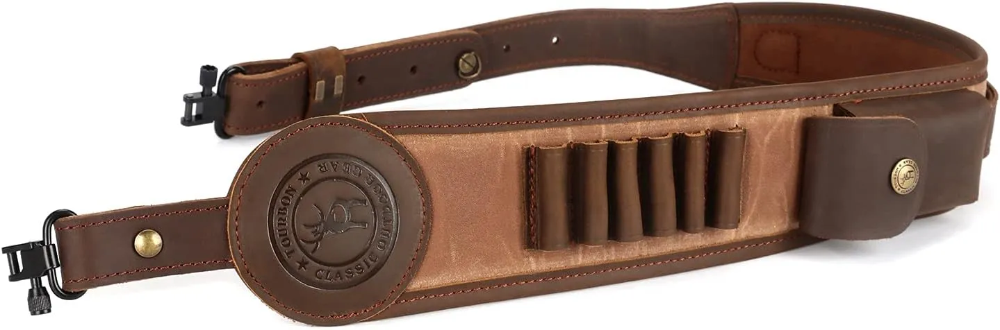 TOURBON Gun Sling Rifle Strap with Shell Holder for .30-06 .30-30 .45-70 .233