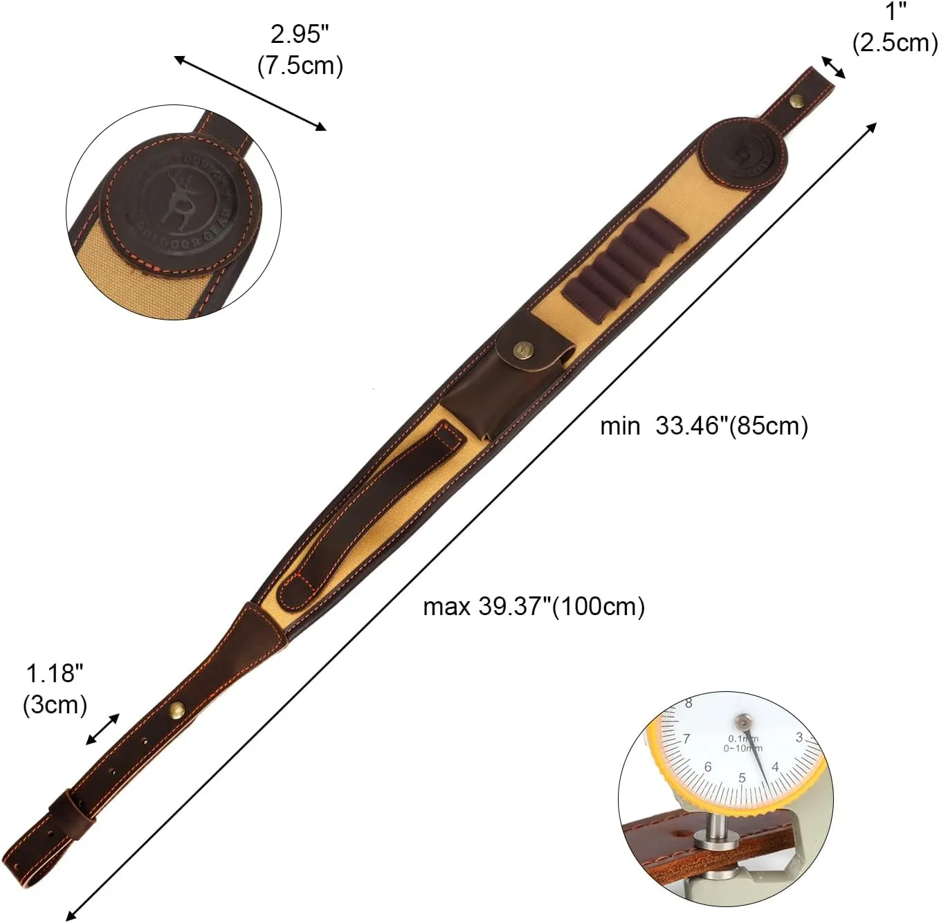 TOURBON Hunting Rifle Bandolier Sling with Swivels, Gun Strap with Cartridge Ammo Holder for 308 223 243 30-30 30.06 45-70 270 357 6.5 Creedmoor