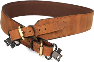 TOURBON Leather Hunting Sling Adjustable Long Rifle Shotgun Strap with or Without Swivels