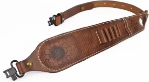 TOURBON Vintage Leather Ammo Holder Rifle Sling Adjustable Hunting Gun Strap with Swivels