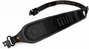 TOURBON Vintage Leather Ammo Holder Rifle Sling Adjustable Hunting Gun Strap with Swivels