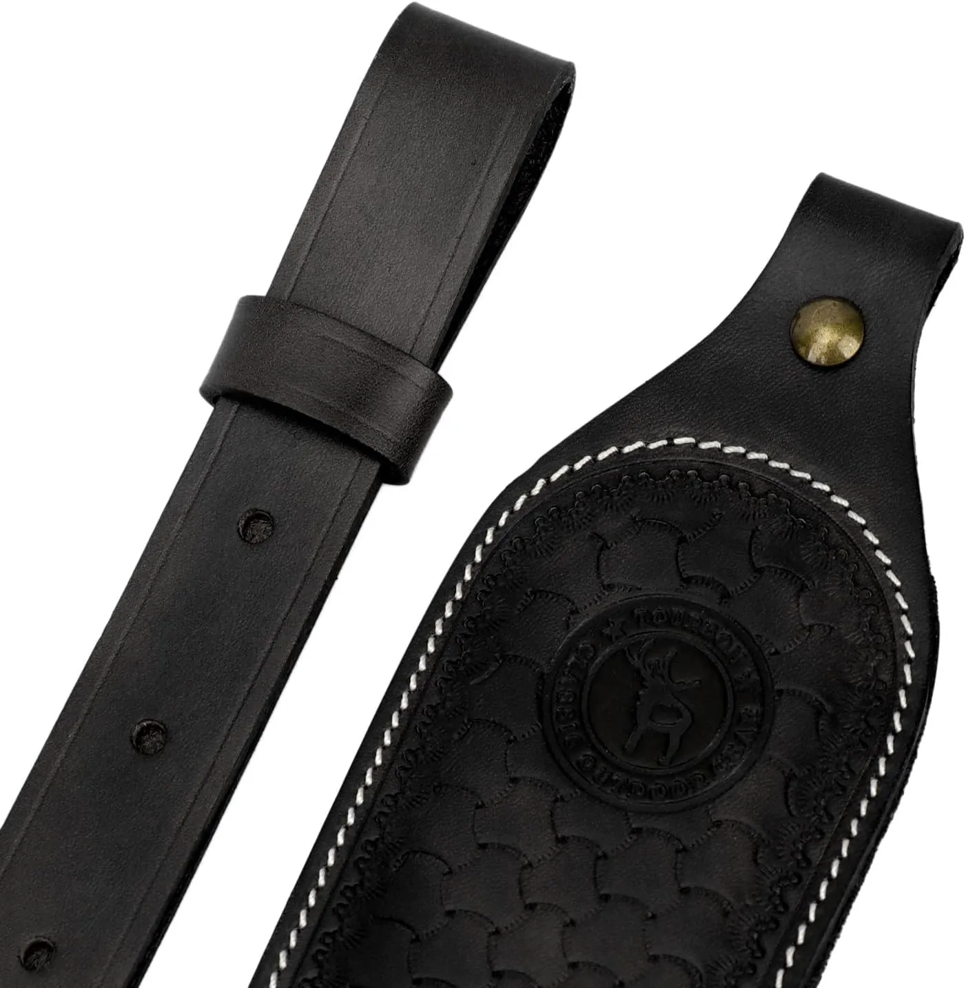 TOURBON Vintage Leather Ammo Holder Rifle Sling Adjustable Hunting Gun Strap with Swivels