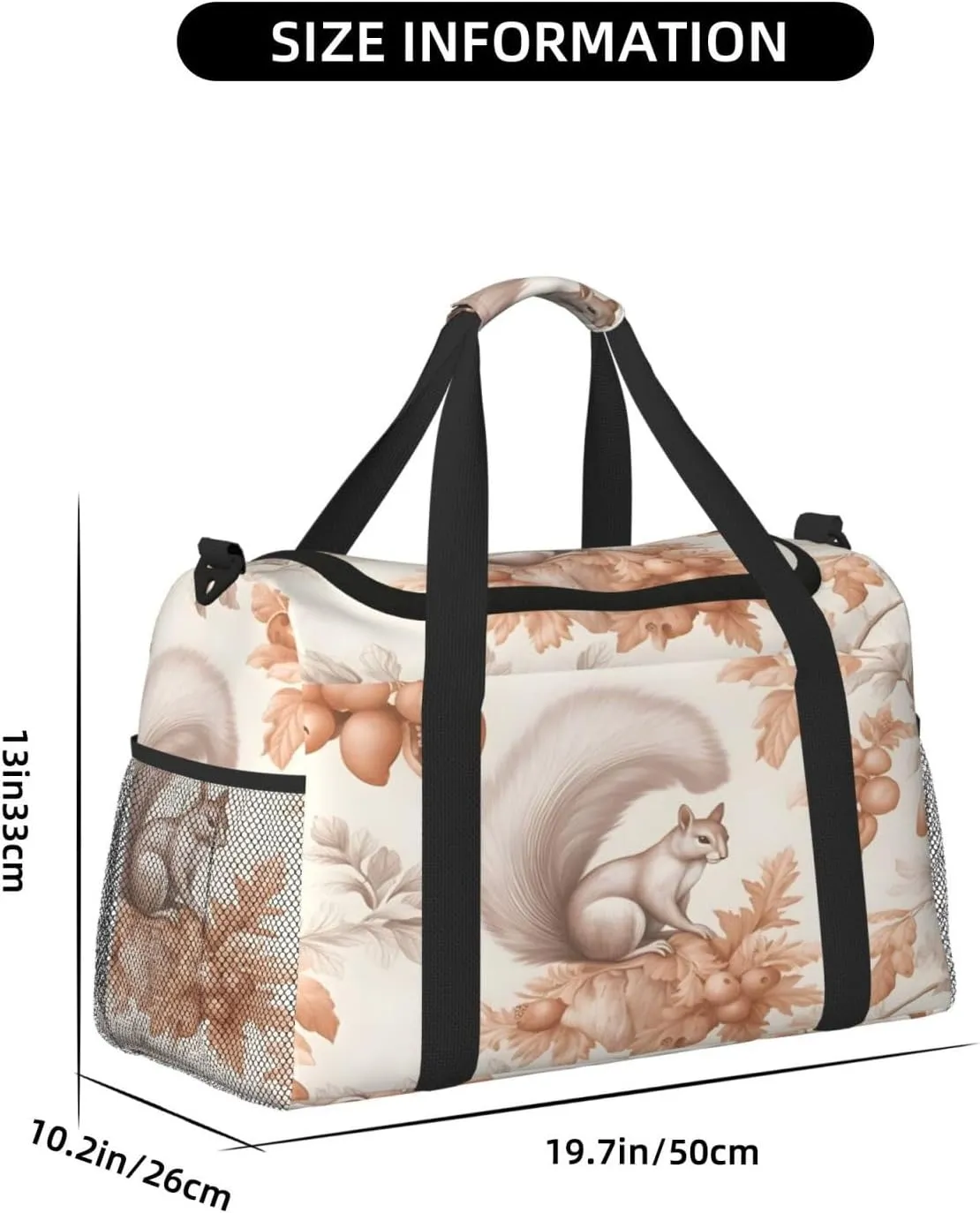 Travel Duffel Bag For Men Women, Animal Squirrel Nut Berry Tree Carry On Sport Gym Bag With Shoulder Strap Lightweight Waterproof Weekender Bag Overnight Bag