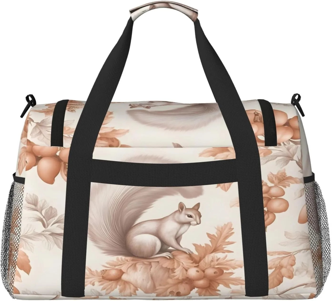 Travel Duffel Bag For Men Women, Animal Squirrel Nut Berry Tree Carry On Sport Gym Bag With Shoulder Strap Lightweight Waterproof Weekender Bag Overnight Bag