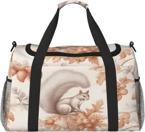 Travel Duffel Bag For Men Women, Animal Squirrel Nut Berry Tree Carry On Sport Gym Bag With Shoulder Strap Lightweight Waterproof Weekender Bag Overnight Bag