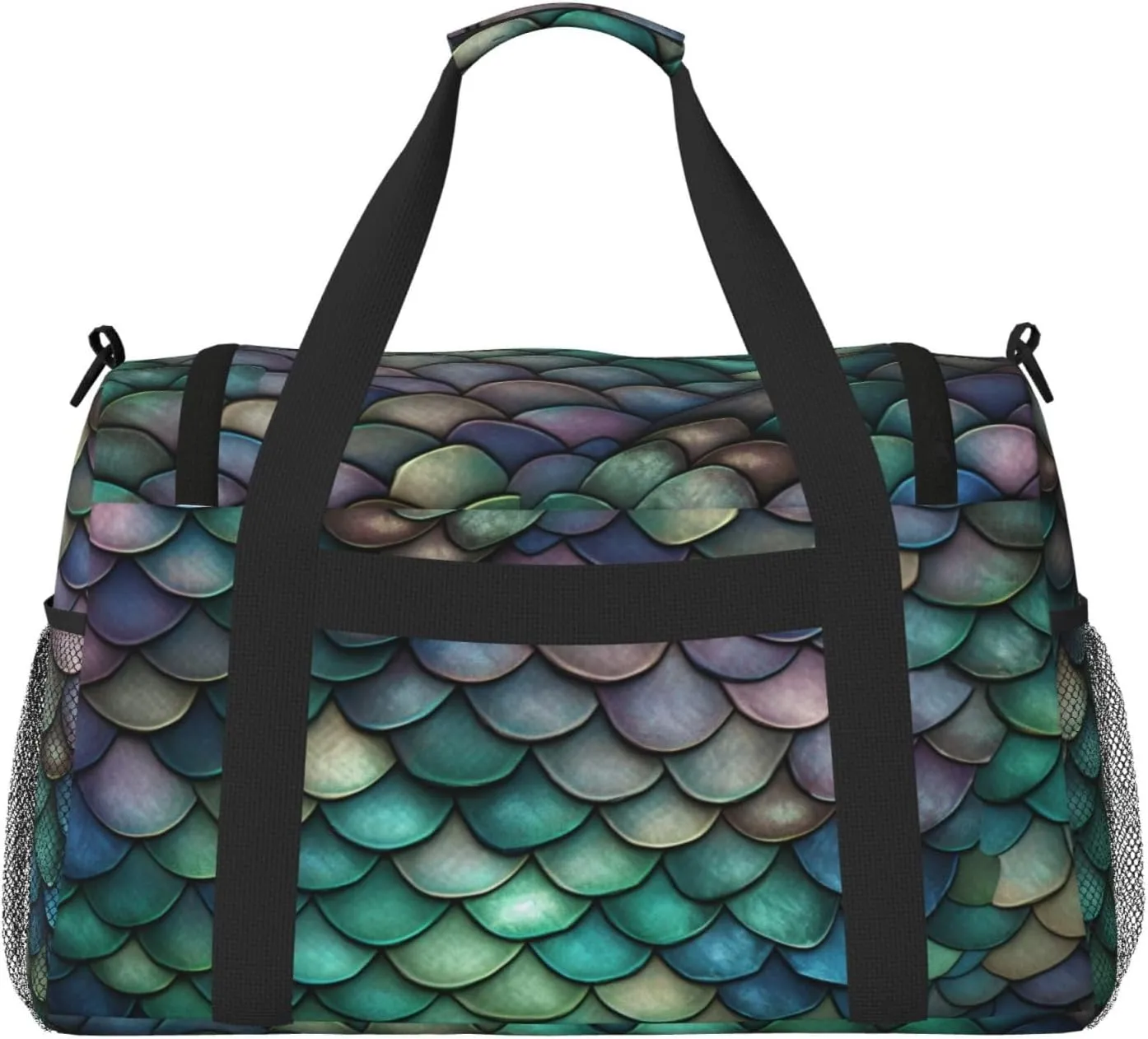 Travel Duffel Bag For Men Women, Colorful Dragon Scales Carry On Sport Gym Bag With Shoulder Strap Lightweight Waterproof Weekender Bag Overnight Bag