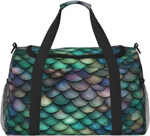 Travel Duffel Bag For Men Women, Colorful Dragon Scales Carry On Sport Gym Bag With Shoulder Strap Lightweight Waterproof Weekender Bag Overnight Bag