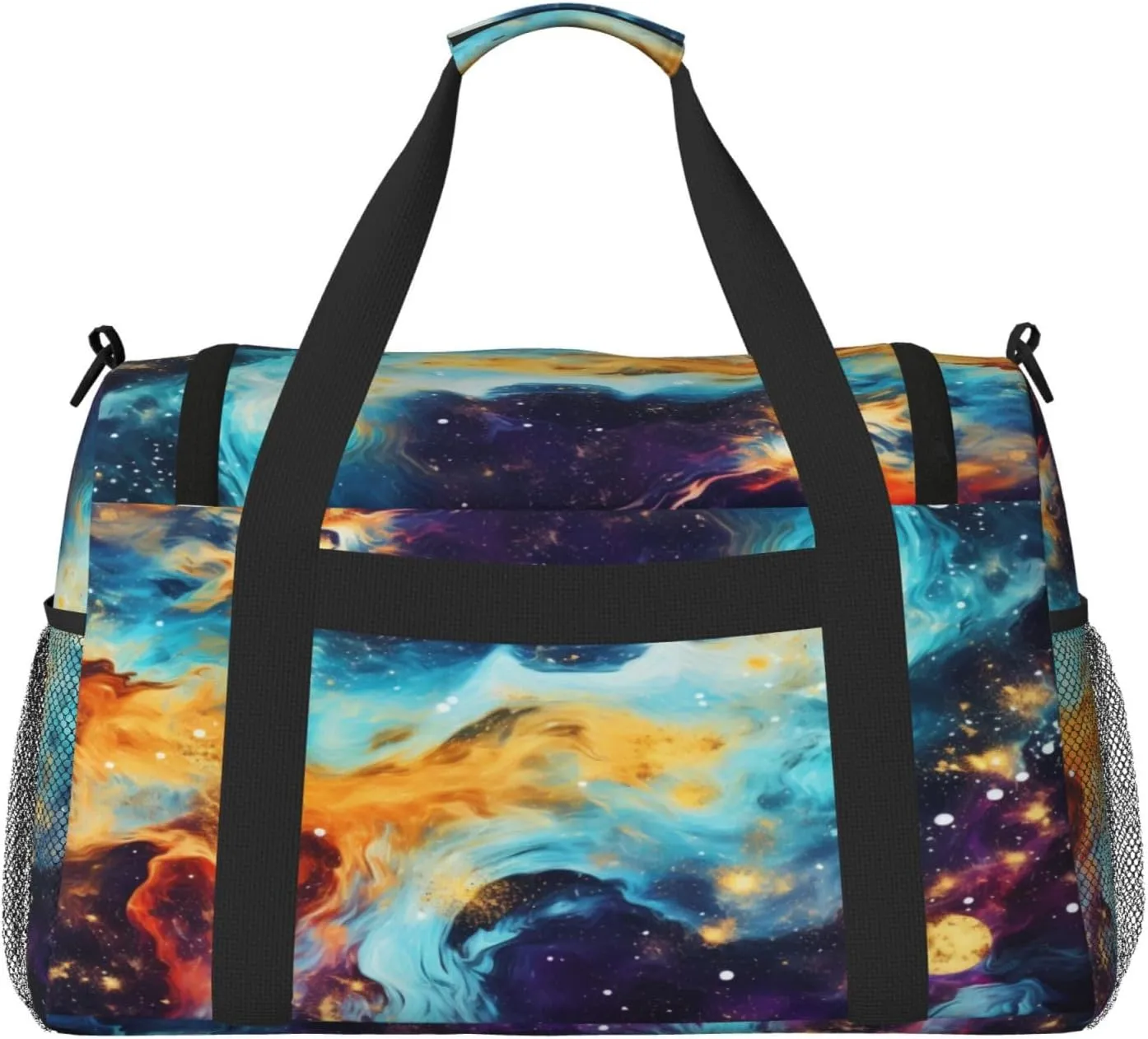 Travel Duffel Bag For Men Women, Nebula Art Painting Glitter Galaxy Universe Carry On Sport Gym Bag With Shoulder Strap Lightweight Waterproof Weekender Bag Overnight Bag