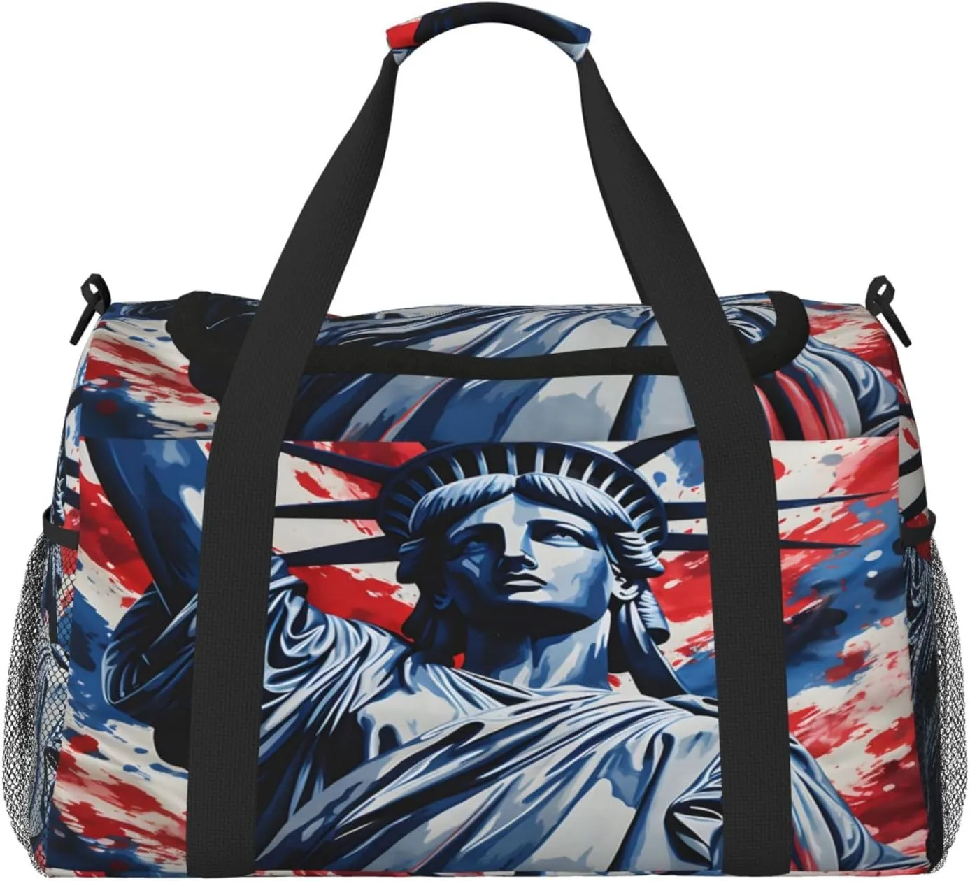 Travel Duffel Bag For Men Women, Statue Of Liberty Usa Carry On Sport Gym Bag With Shoulder Strap Lightweight Waterproof Weekender Bag Overnight Bag