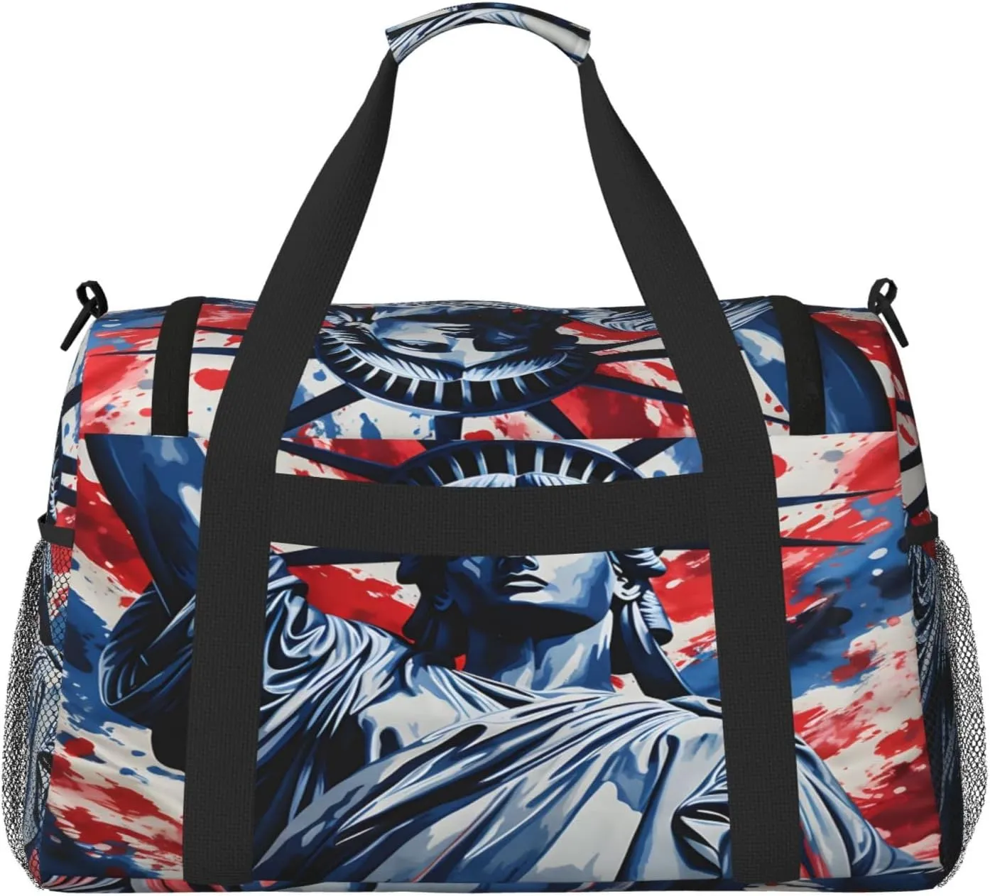 Travel Duffel Bag For Men Women, Statue Of Liberty Usa Carry On Sport Gym Bag With Shoulder Strap Lightweight Waterproof Weekender Bag Overnight Bag