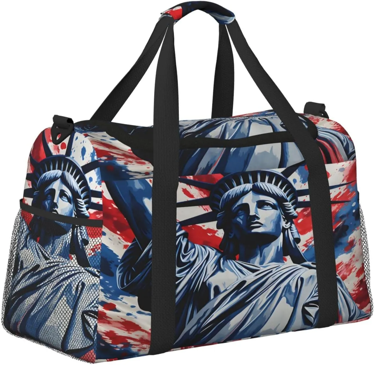 Travel Duffel Bag For Men Women, Statue Of Liberty Usa Carry On Sport Gym Bag With Shoulder Strap Lightweight Waterproof Weekender Bag Overnight Bag