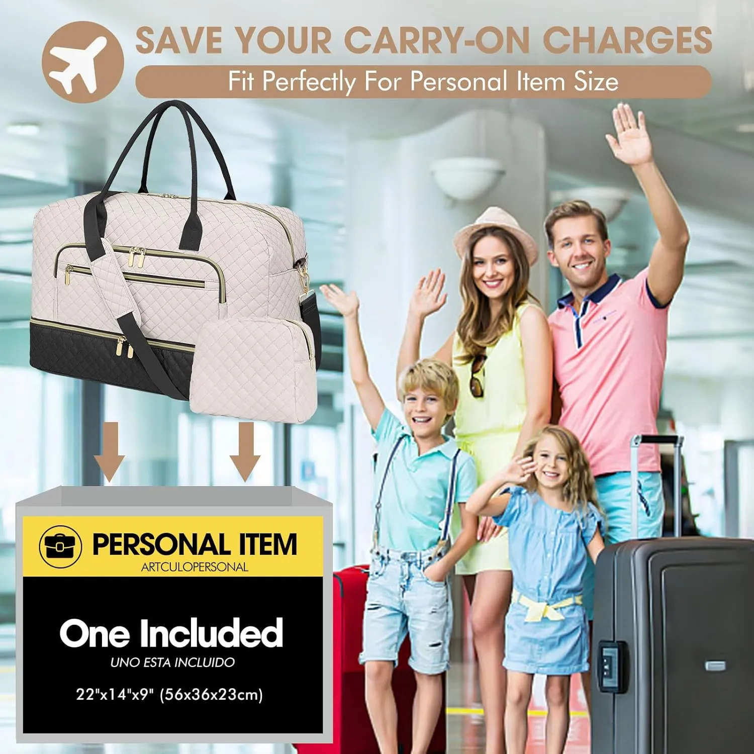 Travel Duffle Bag Weekender for Women - Carry-On Overnight Personal Item Bags with Shoe Compartment & Wet Pocket Large Weekend Tote with Toiletry Bag Hospital Bags for Labor and Delivery