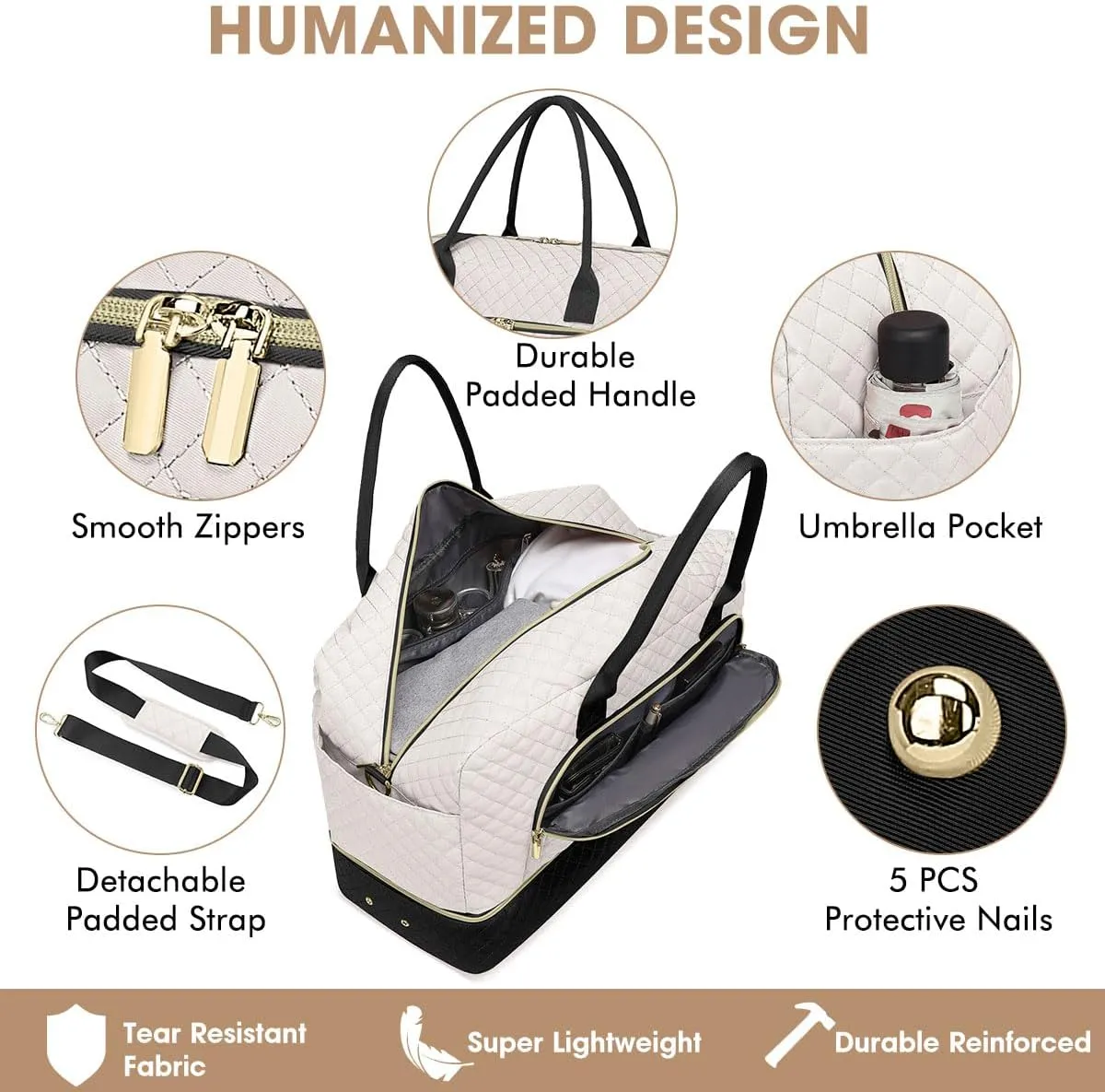 Travel Duffle Bag Weekender for Women - Carry-On Overnight Personal Item Bags with Shoe Compartment & Wet Pocket Large Weekend Tote with Toiletry Bag Hospital Bags for Labor and Delivery