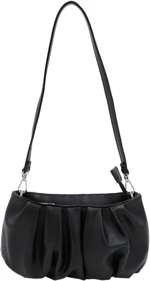 TrendsBlue Elegant Small Soft Ruffled Vegan PU Leather Handbag Shoulder Bag