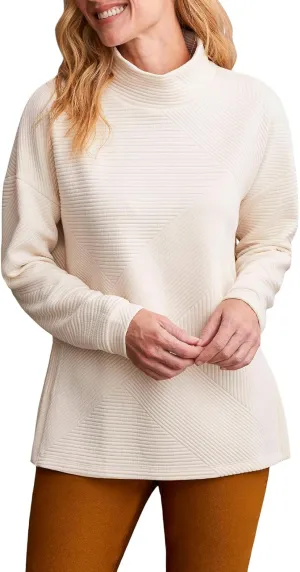 Tribal Women's Mock Neck Long Sleeve Quilted Knit Tunic with Side Slits