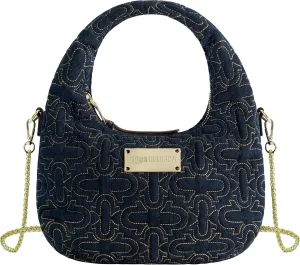 True Religion Hobo Bag, Women's Quilted Denim Handbag with Adjustable Shoulder Strap